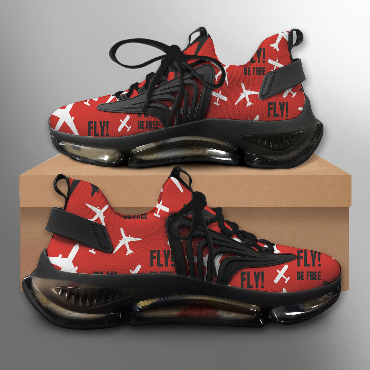 Fly Be Free Red Designed Fashion Running Shoes