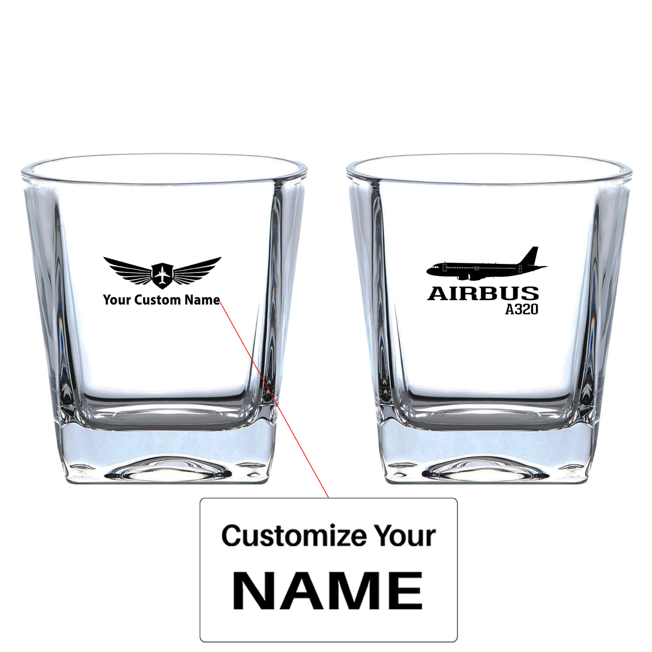 Airbus A320 Printed Designed Whiskey Glass