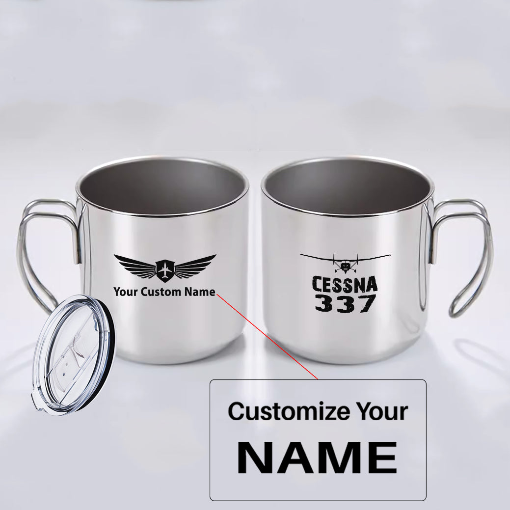 Cessna 337 & Plane Designed Stainless Steel Portable Mugs