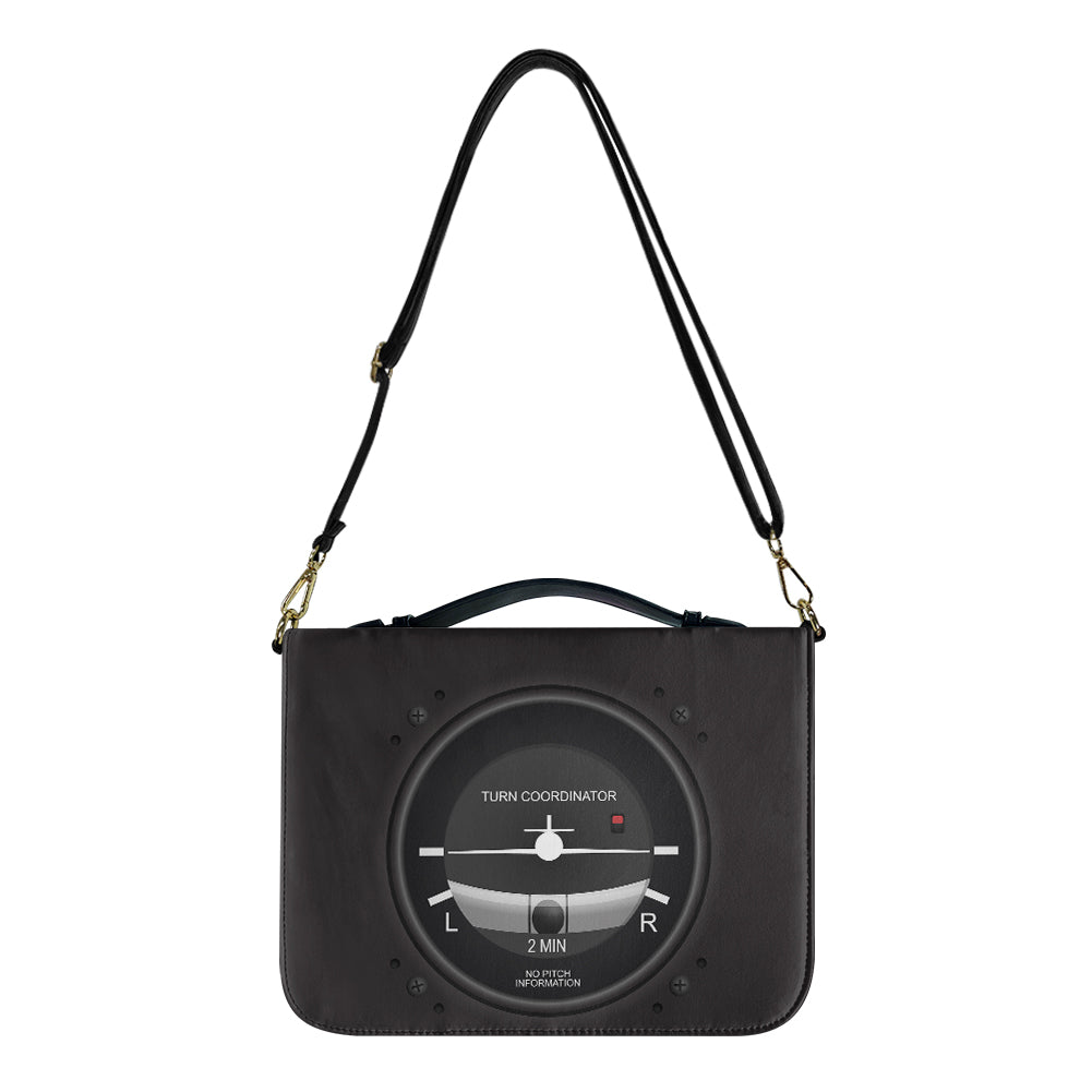 Airplane Instruments-Turn Coordinator Designed PU Accessories Bags Strap Style