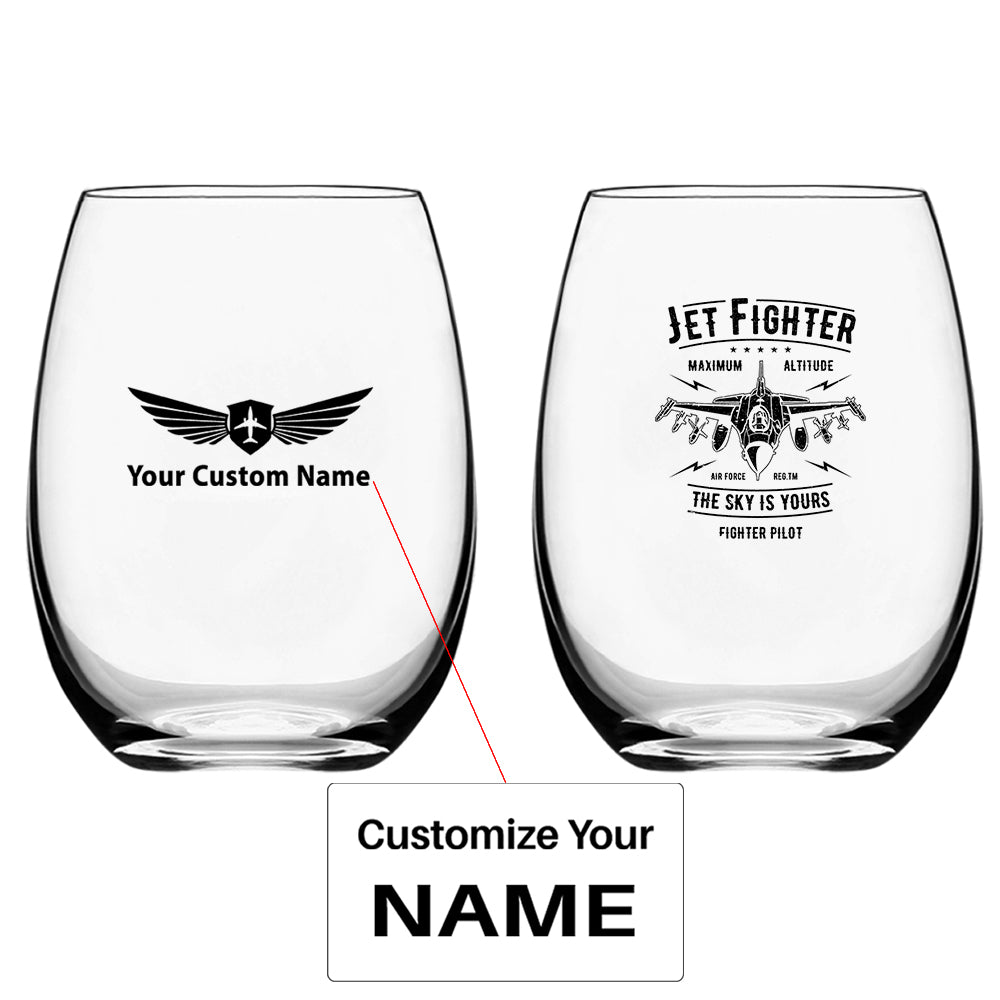 Jet Fighter - The Sky is Yours Designed Water & Drink Glasses