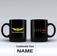Thumbnail for Aviation Heartbeats Designed Black Mugs