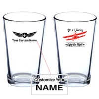 Thumbnail for Life is a journey Enjoy the Flight Designed Beer & Water Glasses