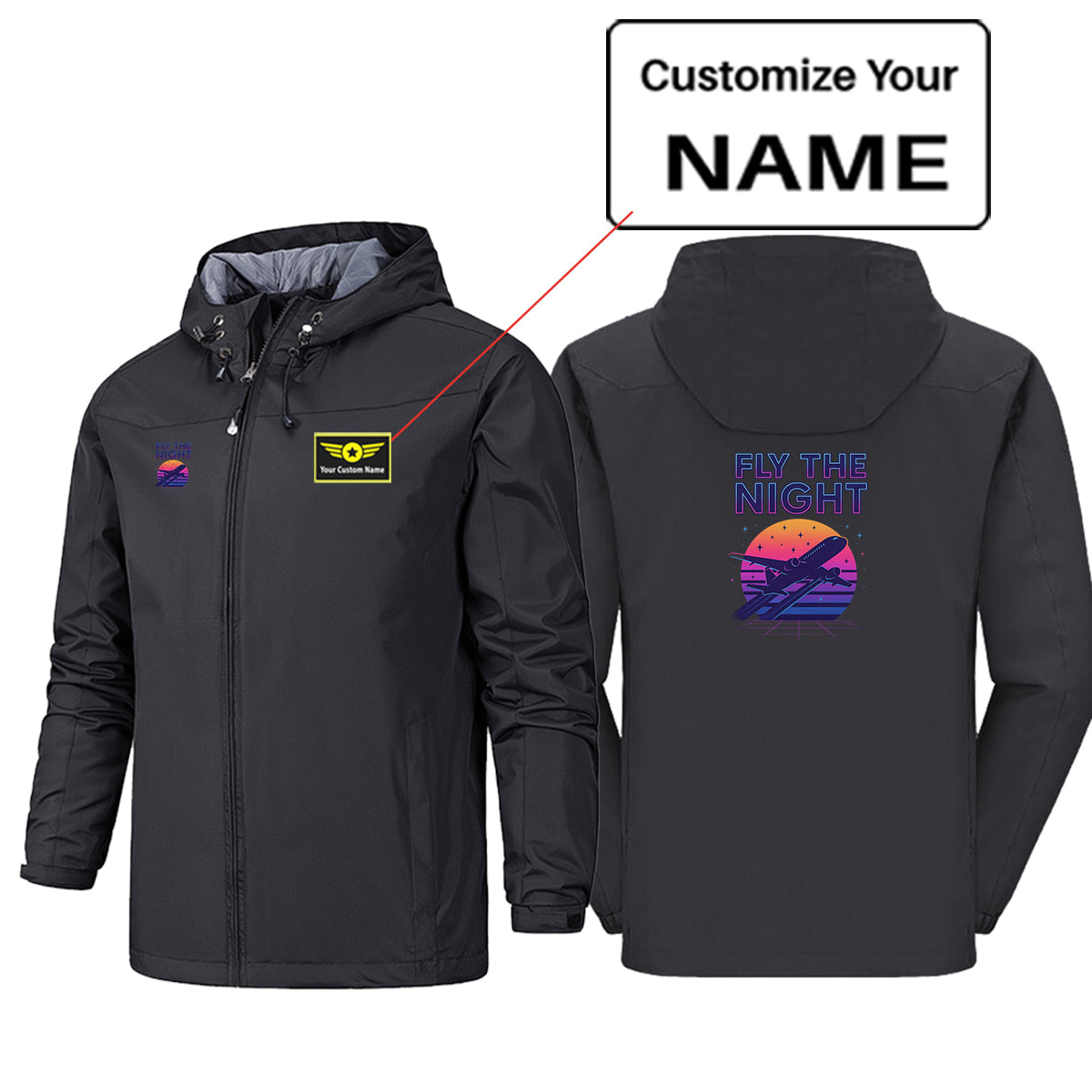 Fly The Night Designed Rain Jackets & Windbreakers