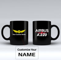 Thumbnail for Amazing Airbus A220 Designed Black Mugs