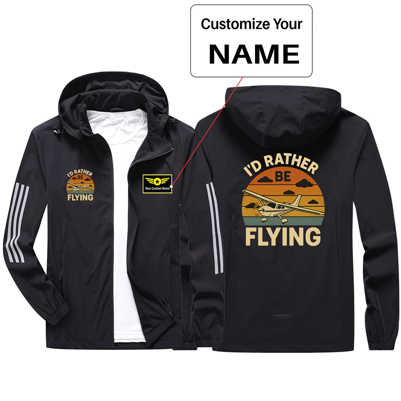 Retro I'D Rather Be Flying Design Sport & Running Jackets