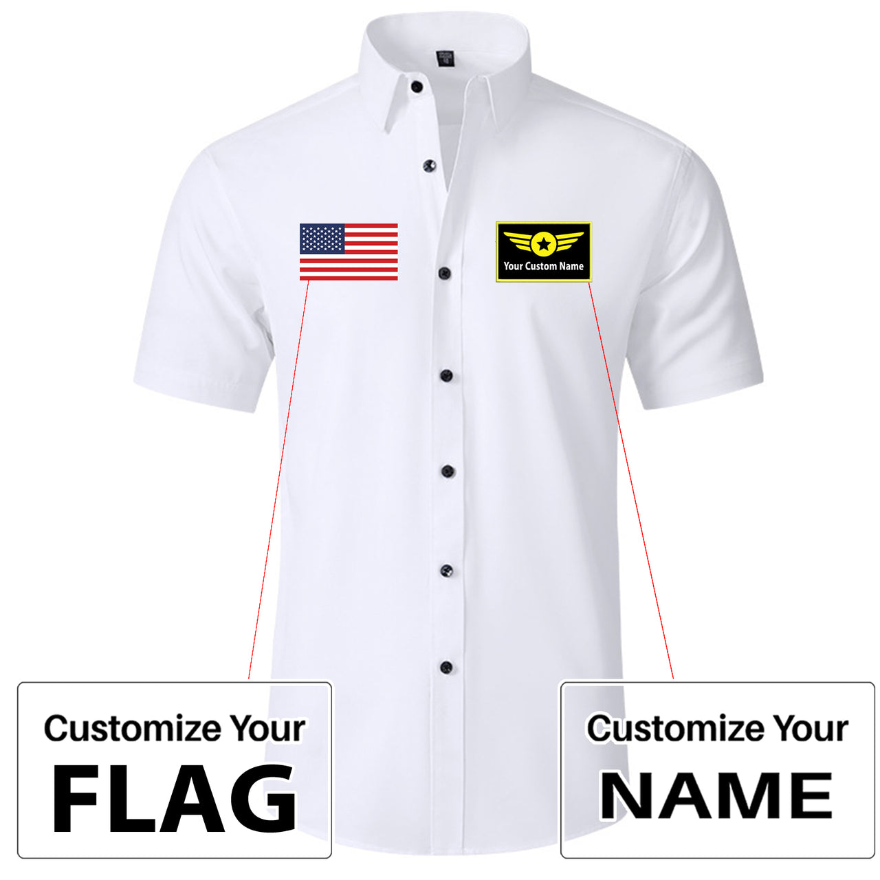 Custom Flag & Name with Special Badge Design Super Quality Short Sleeve Shirts