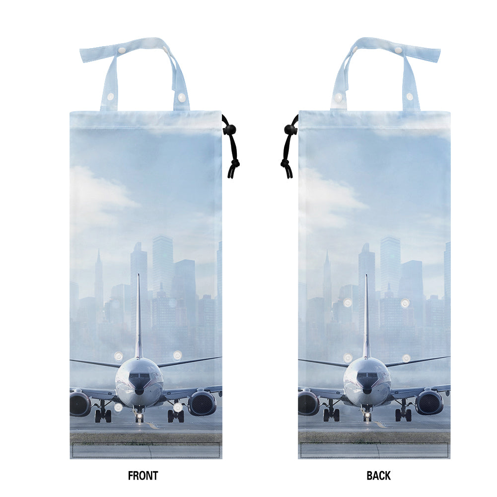 Boeing 737 & City View Behind Designed Car Folding Garbage Bags