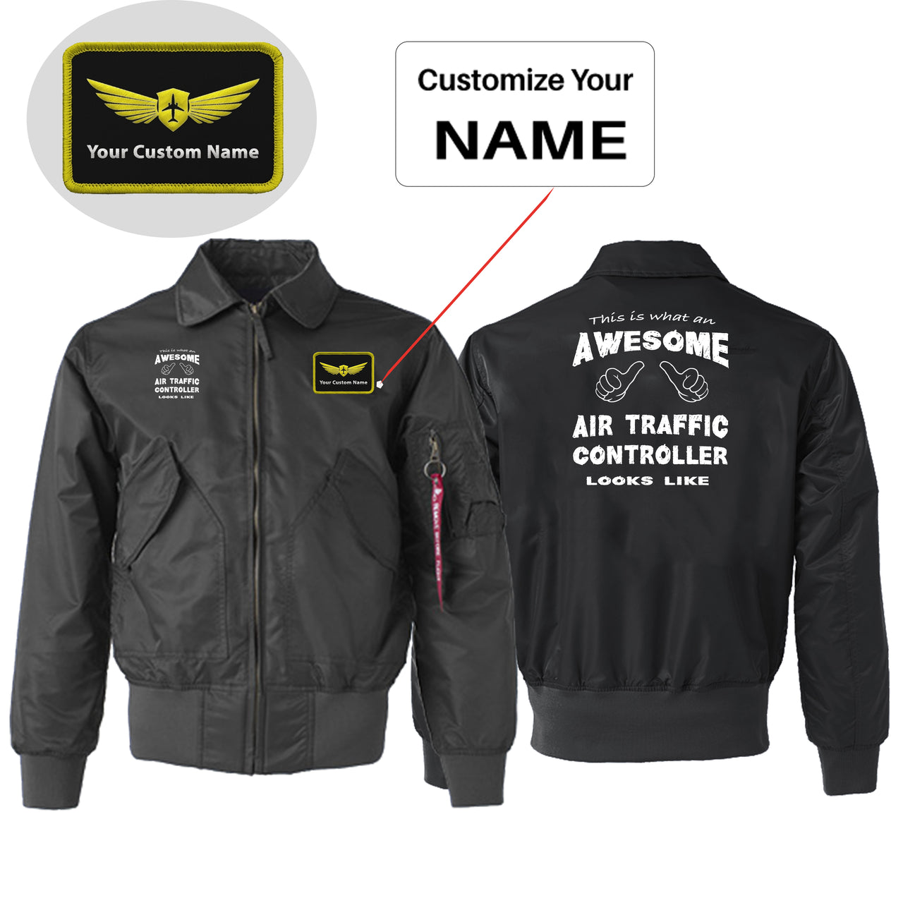 Air Traffic Controller Designed Embroidered Patch Attachable Jackets