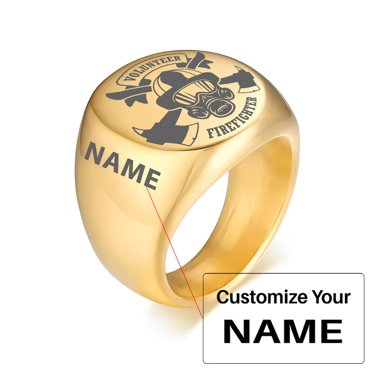 Volunteer Firefighter Design  20MM Stainless Steel Circular Ring