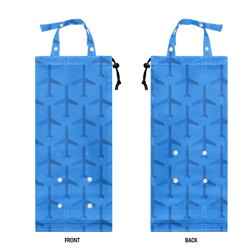 Blue Seamless Airplanes 2 Designed Car Folding Garbage Bags