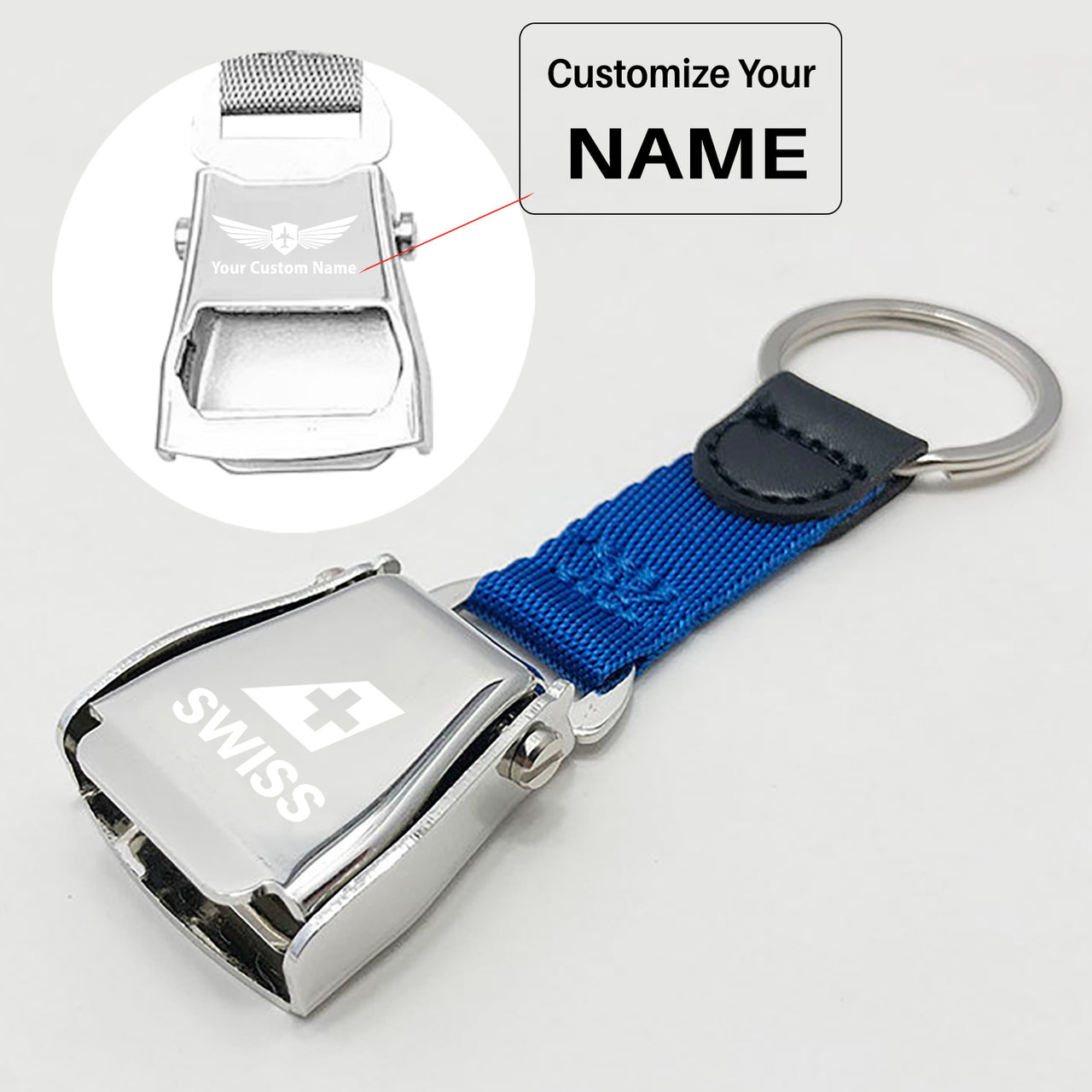 Swiss International Airlines Designed Airplane Seat Belt Key Chains