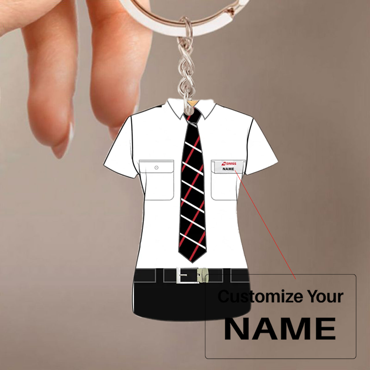 Swiss International Air Lines Airlines Uniform Acrylic Keychain