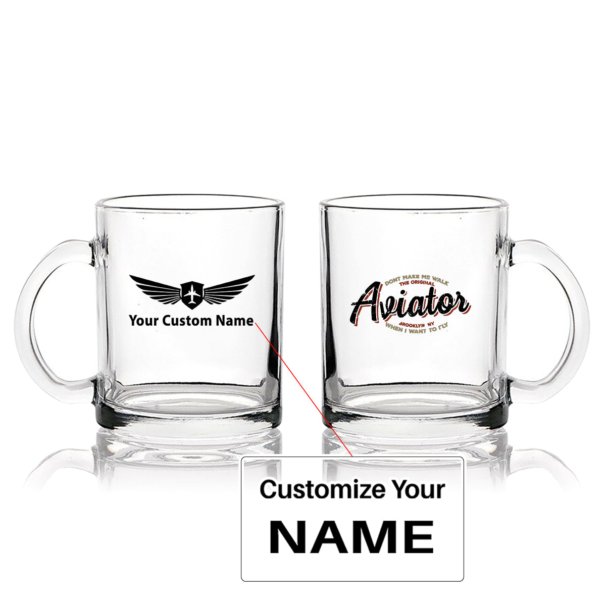 Aviator - Dont Make Me Walk Designed Coffee & Tea Glasses