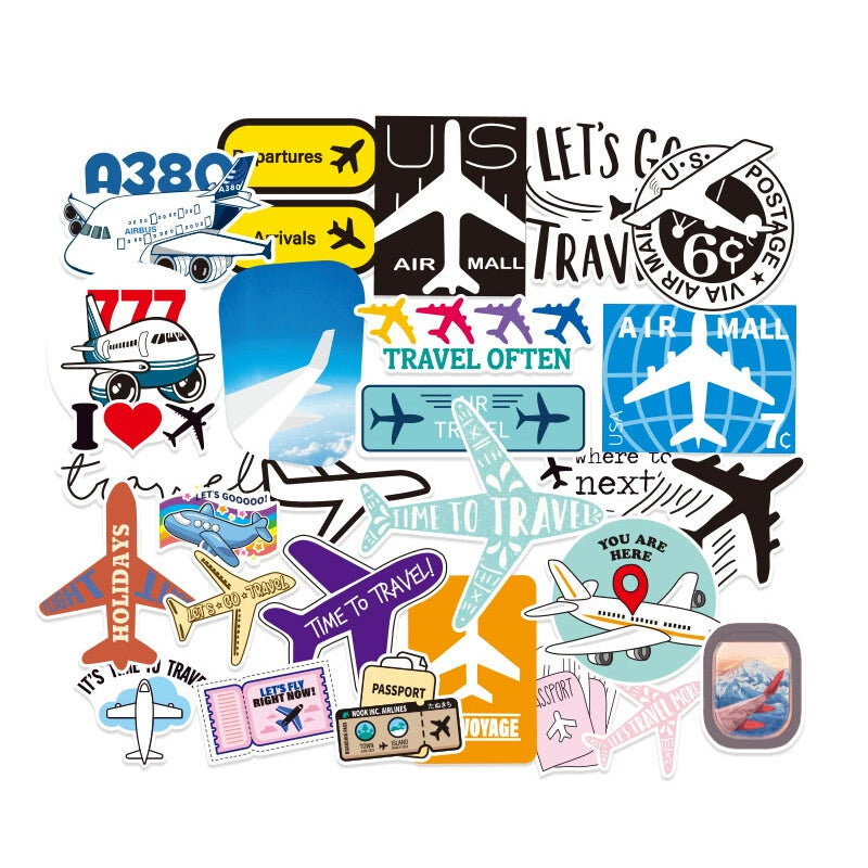 28 Pieces Love aviation travel Stickers (Mixed)