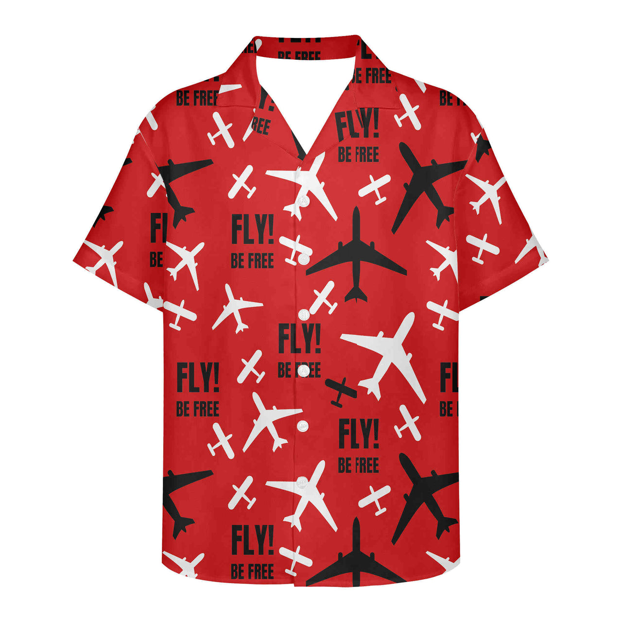 Fly Be Free Red Designed 3D Hawaiian Shirts