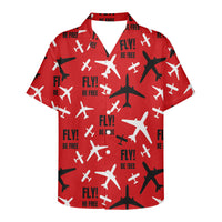 Thumbnail for Fly Be Free Red Designed 3D Hawaiian Shirts