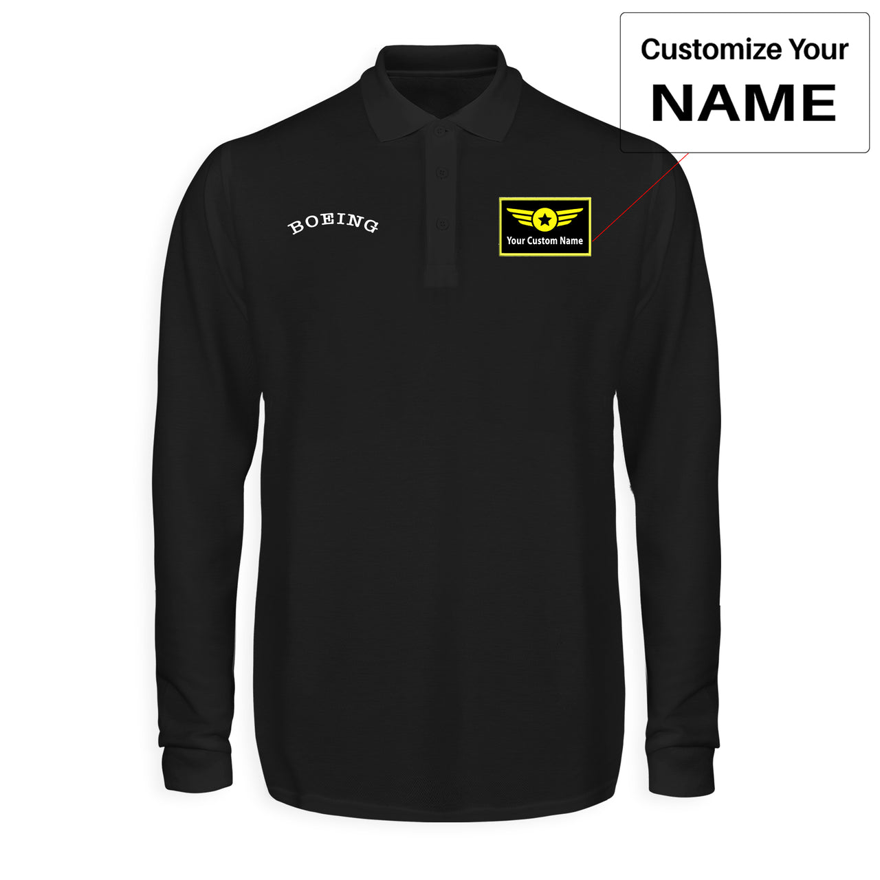 Special BOEING Text Designed Long Sleeve Polo T-Shirts
