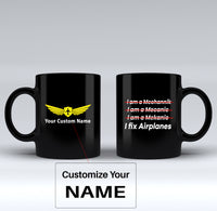 Thumbnail for I Fix Airplanes Designed Black Mugs
