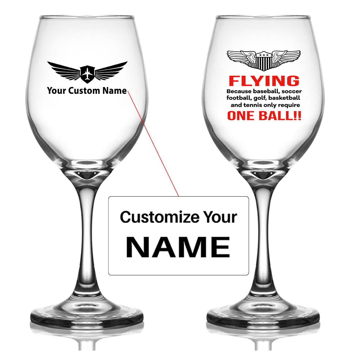 Flying One Ball Designed Wine Glasses