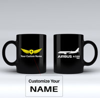 Thumbnail for The Airbus A320Neo Designed Black Mugs