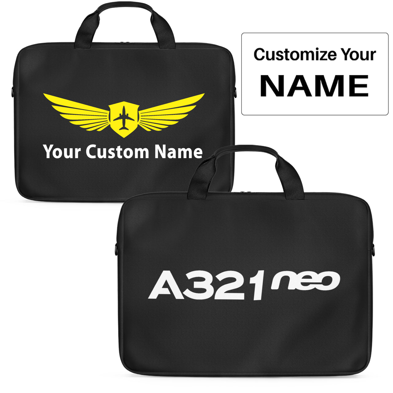 A321neo & Text Designed Laptop & Tablet Bags