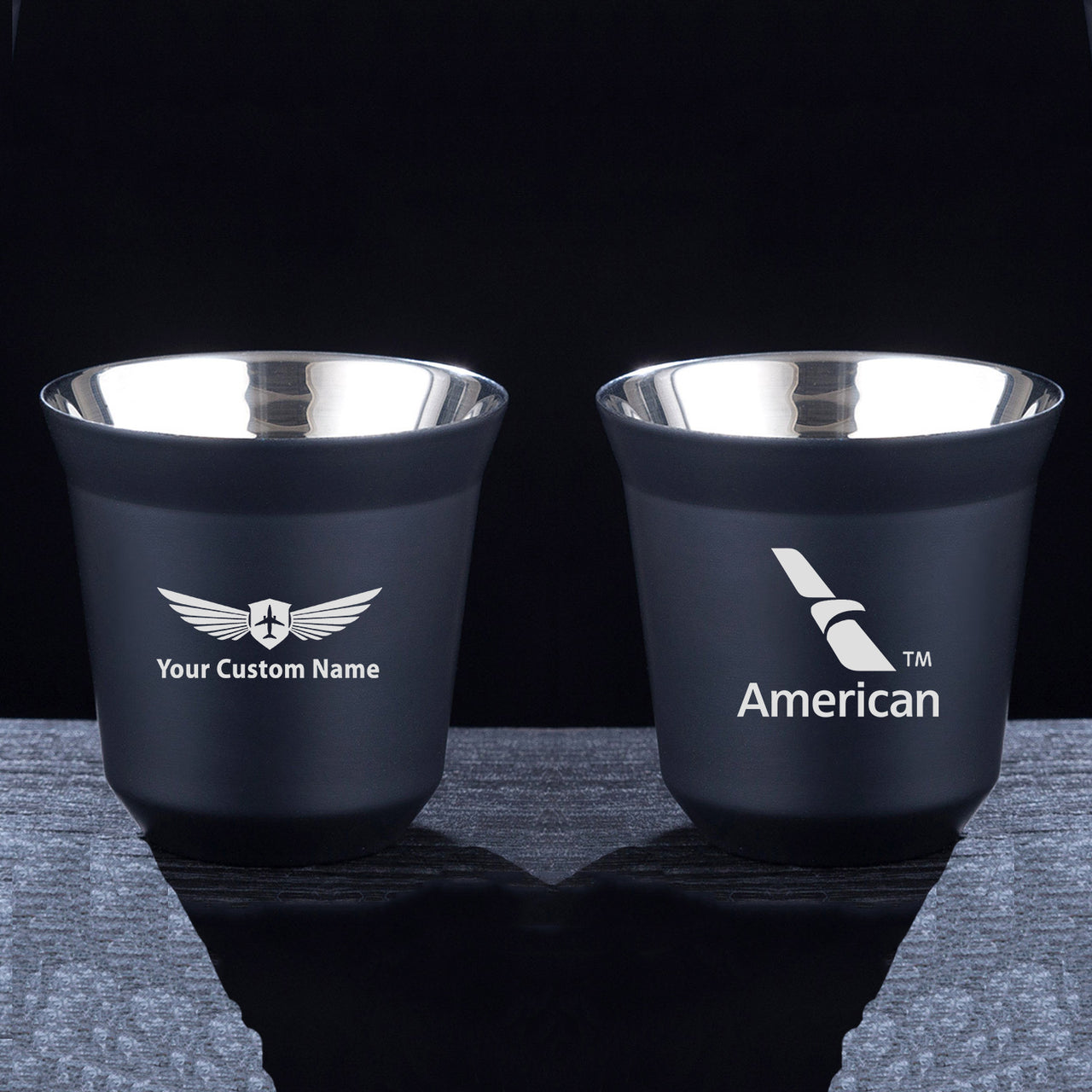 American Airlines Designed Double Wall Stainless Steel Coffee Mugs