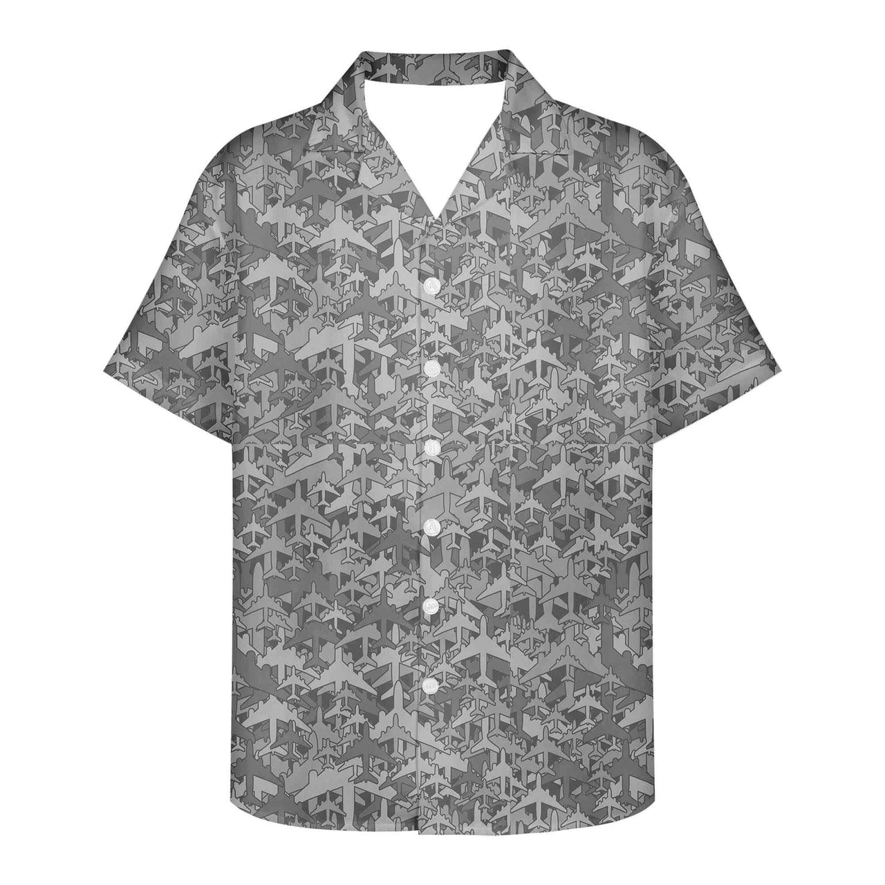 Dark Coloured Airplanes Designed 3D Hawaiian Shirts