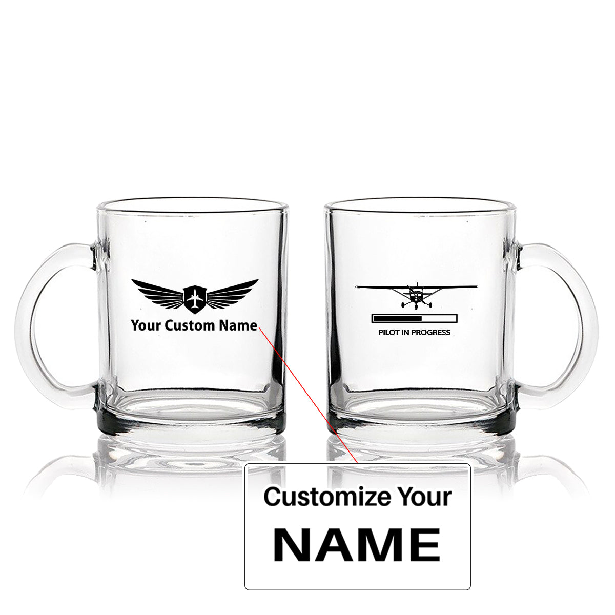 Pilot In Progress (Cessna) Designed Coffee & Tea Glasses