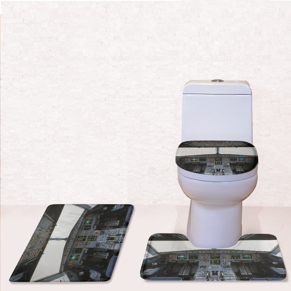 Airbus A320 Cockpit (Wide) Designed Toilet Seat Cover Three-piece Set