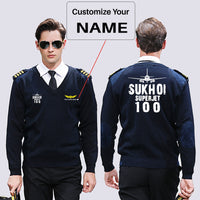 Thumbnail for Sukhoi Superjet 100 & Plane Designed Wool Pilot Sweaters