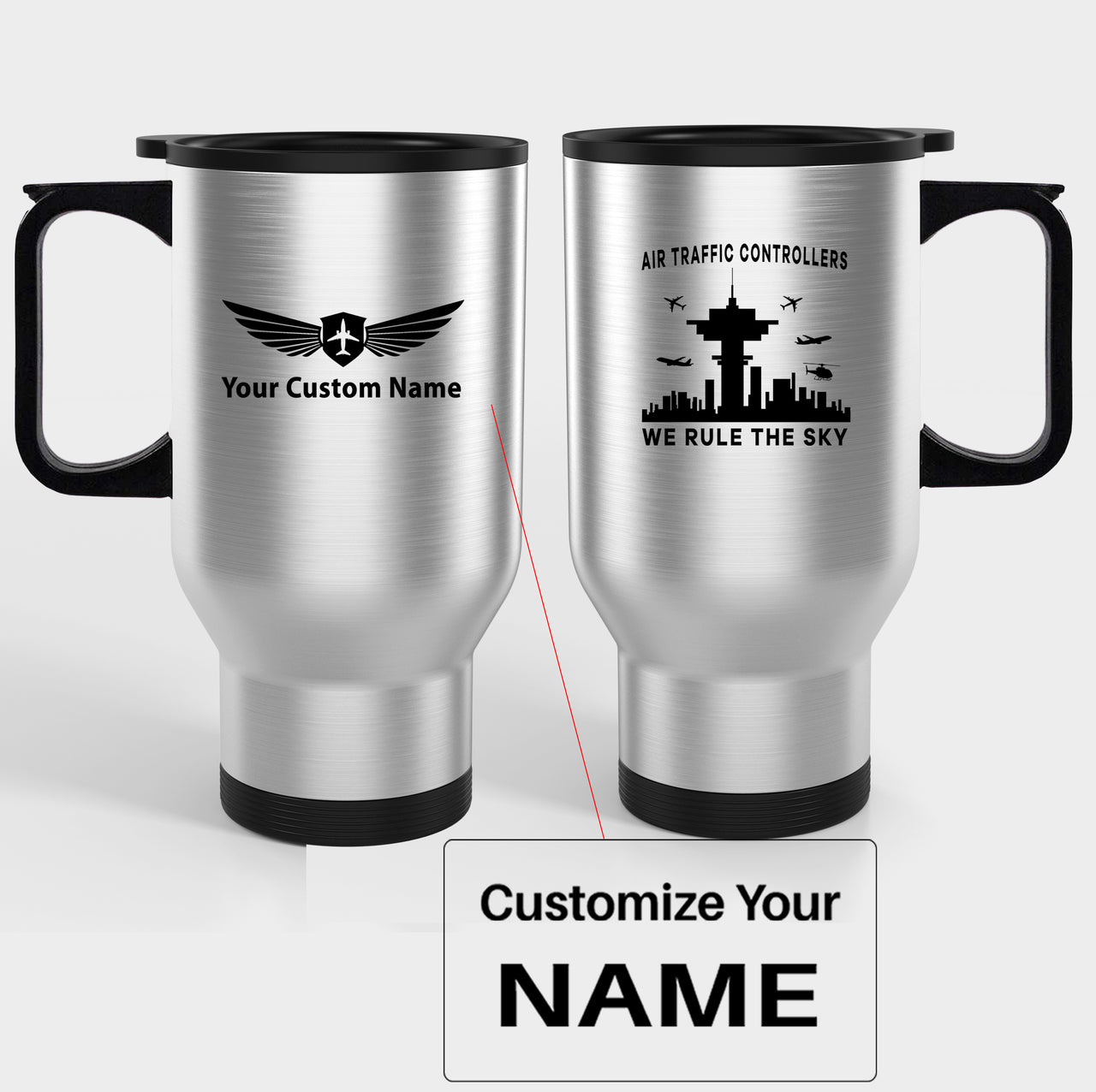 Air Traffic Controllers - We Rule The Sky Designed Travel Mugs (With Holder)