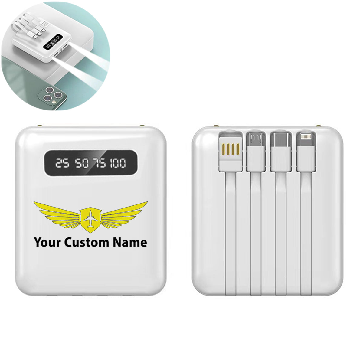 Custom Name (Badge 2) Designed 10000mAh Quick Charge Powerbank