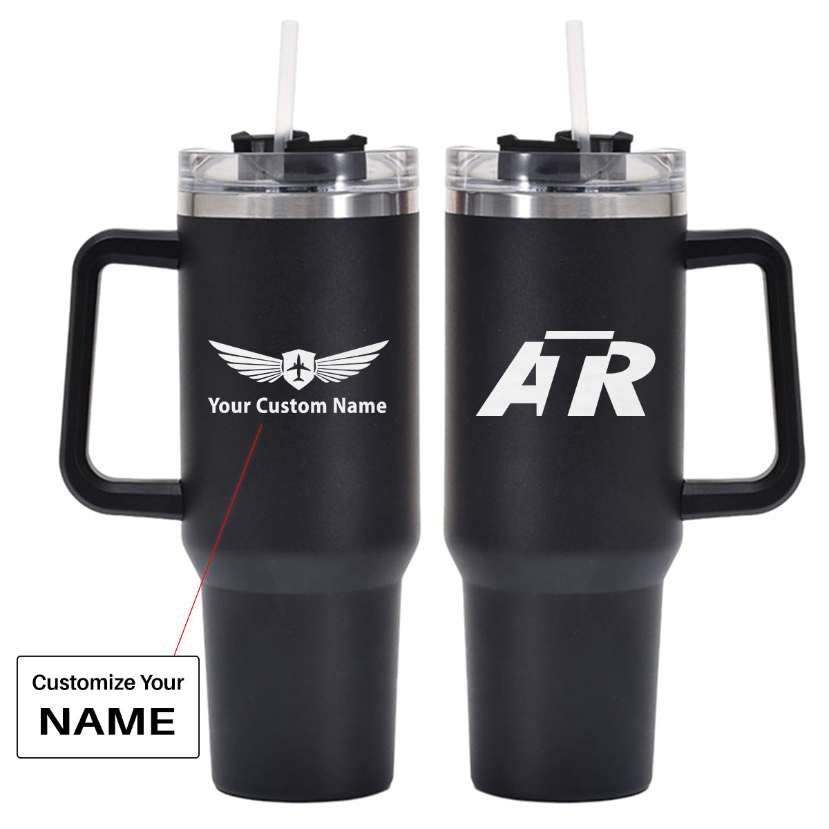 ATR & Text Designed 40oz Stainless Steel Car Mug With Holder
