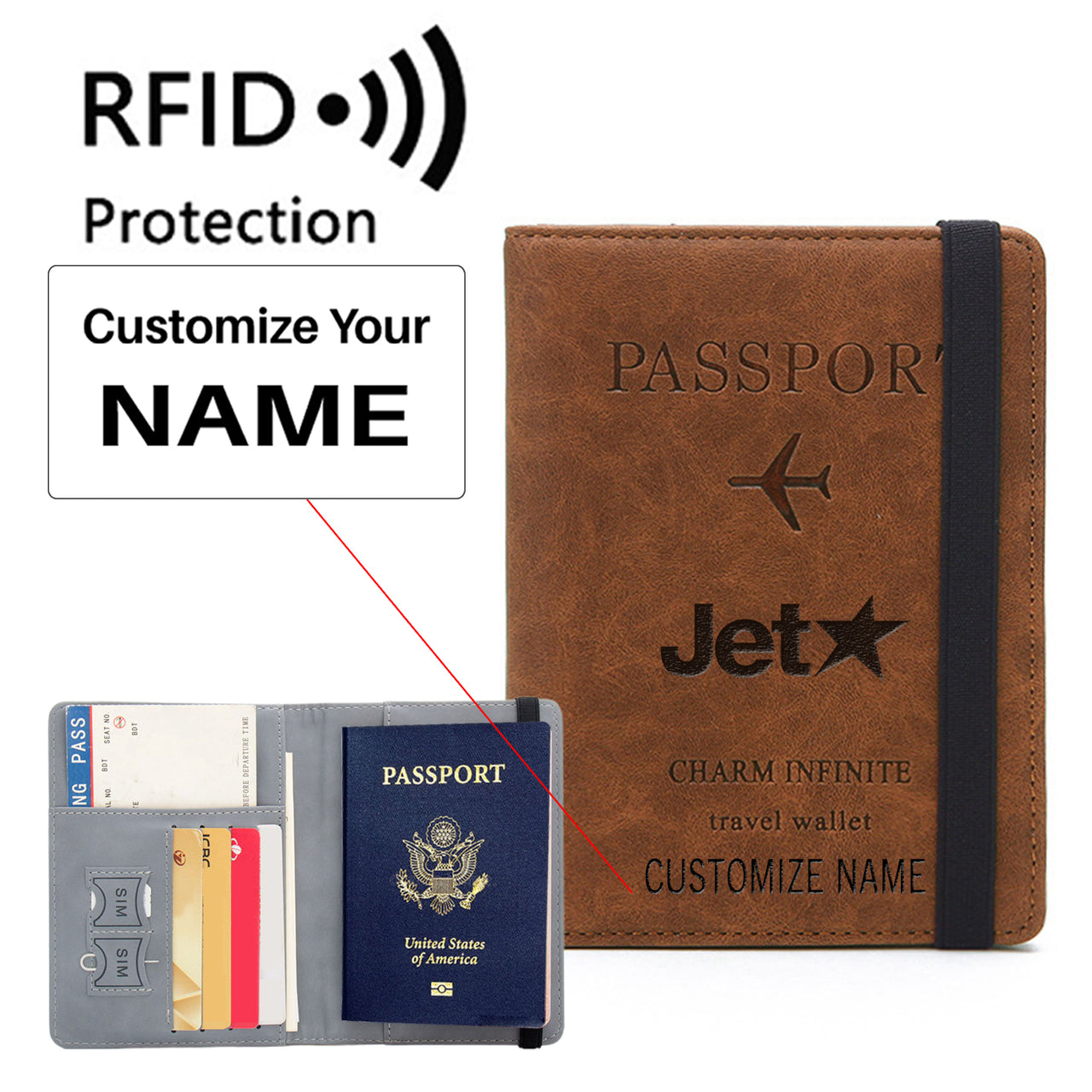 Jetstar Airlines Designed Passport Cover Travel Wallet Passport Holder