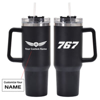 Thumbnail for 767 Flat Text Designed 40oz Stainless Steel Car Mug With Holder