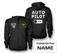 Thumbnail for Auto Pilot Off Designed Zipped Hoodies