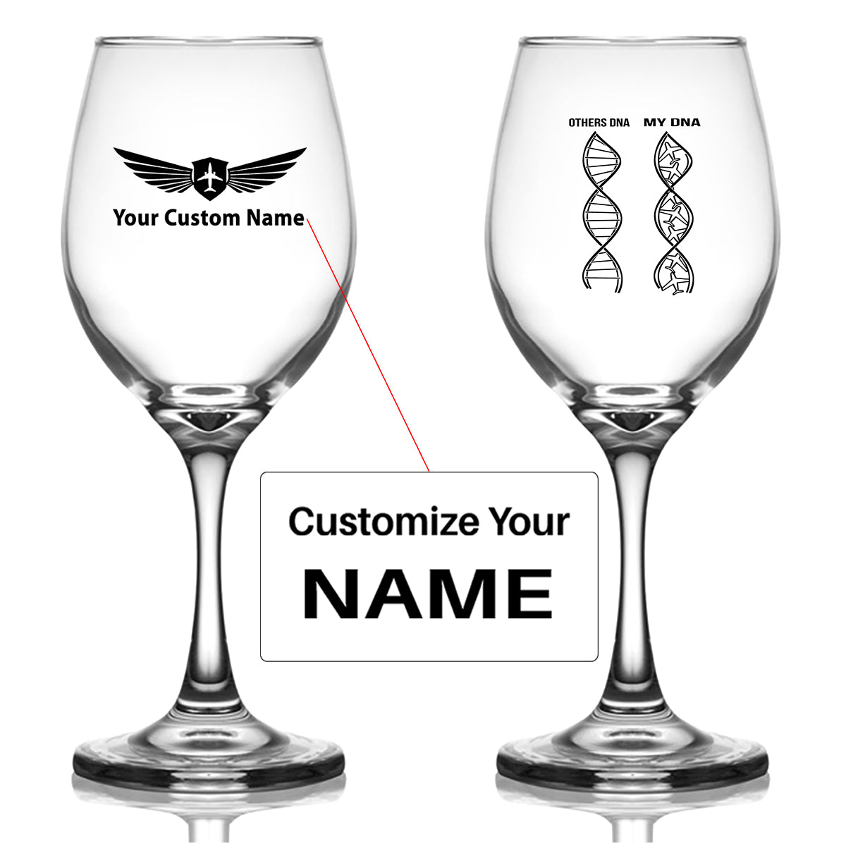 Aviation DNA Designed Wine Glasses