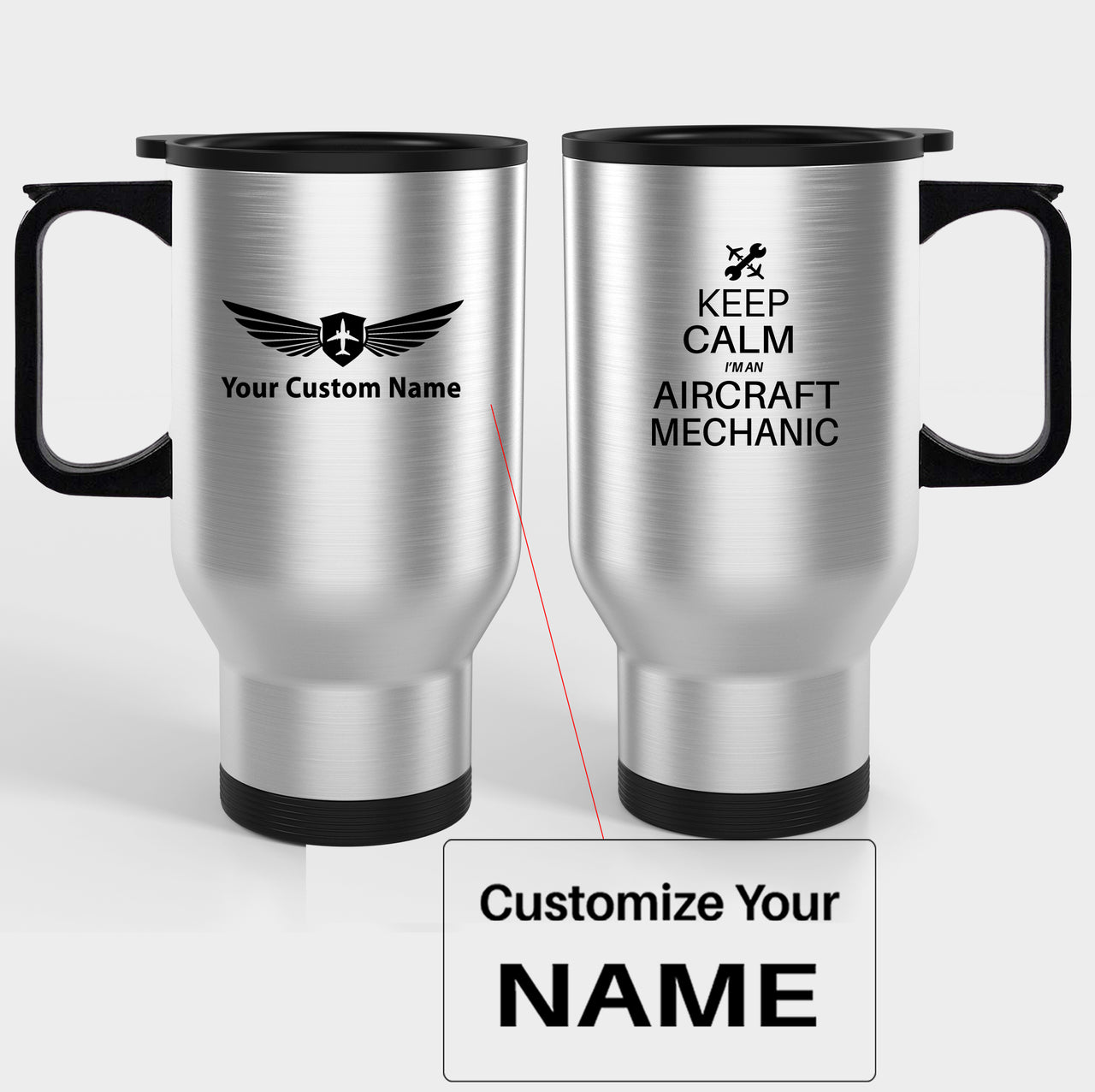 Aircraft Mechanic Designed Travel Mugs (With Holder)