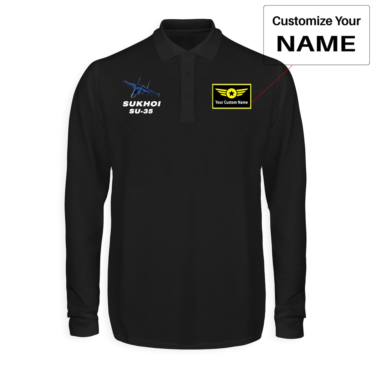The Sukhoi SU-35 Designed Long Sleeve Polo T-Shirts