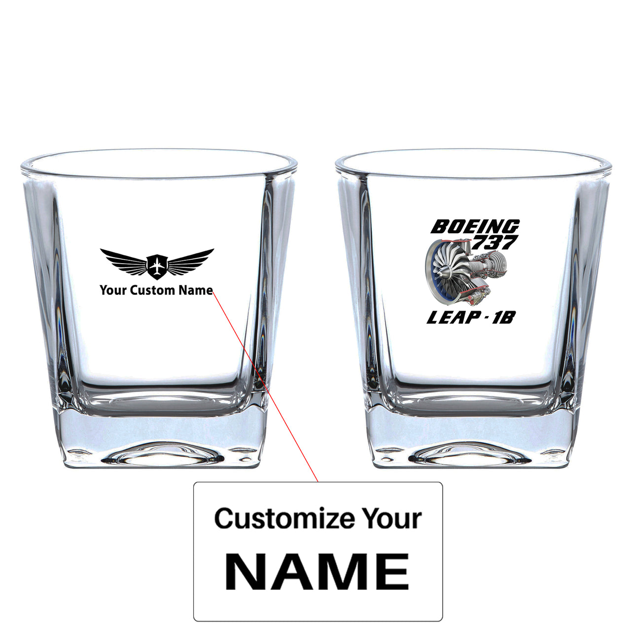 Boeing 737 & Leap 1B Designed Whiskey Glass