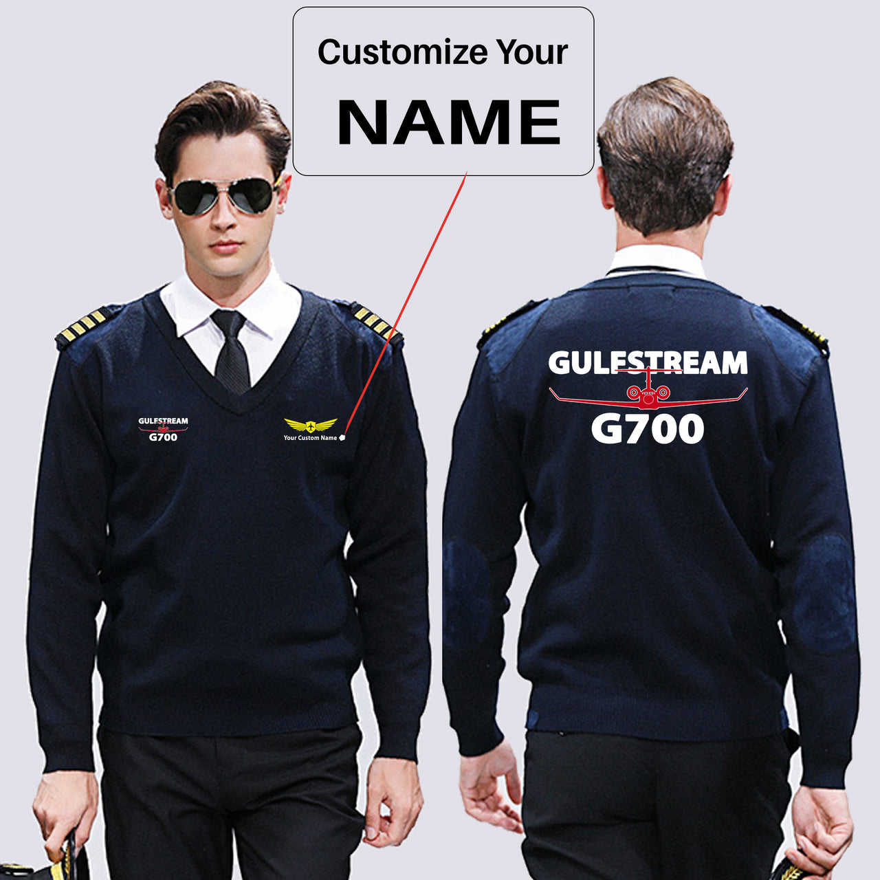 Amazing Gulfstream G700 Designed Wool Pilot Sweaters