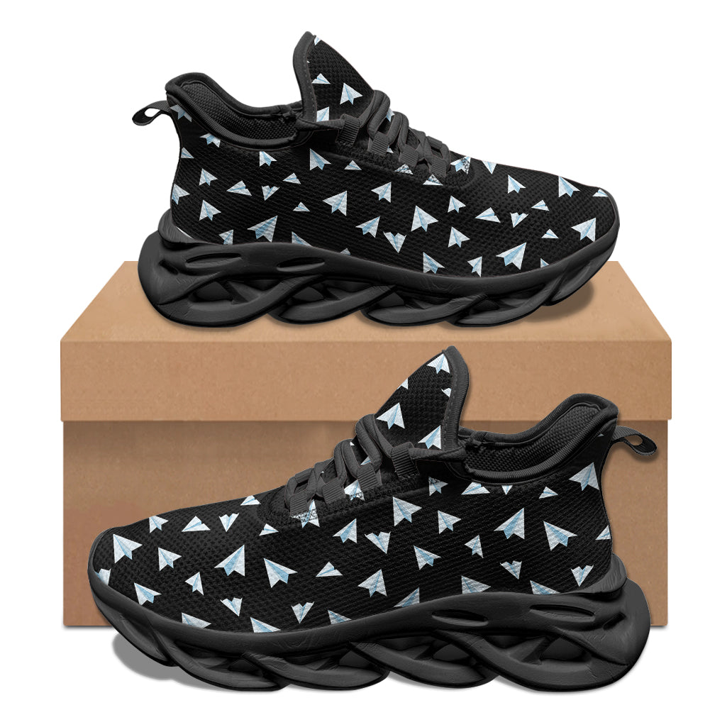 Paper Airplanes (Black) Designed Sports Running Jogging Shoes
