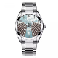 Thumbnail for Airplane Flying over Big Buildings Designed Stainless Steel Band Watches