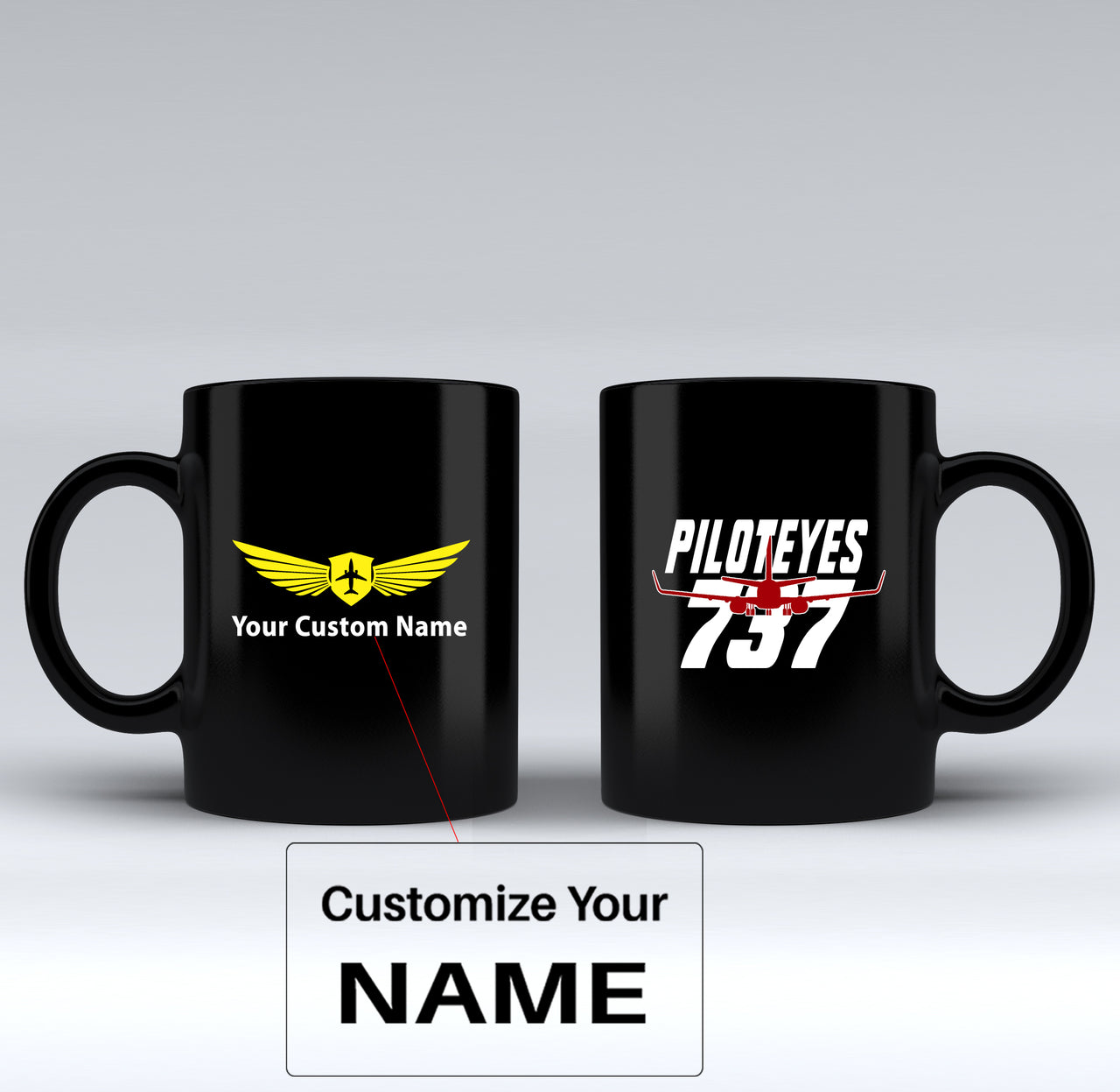 Amazing Piloteyes737 Designed Black Mugs