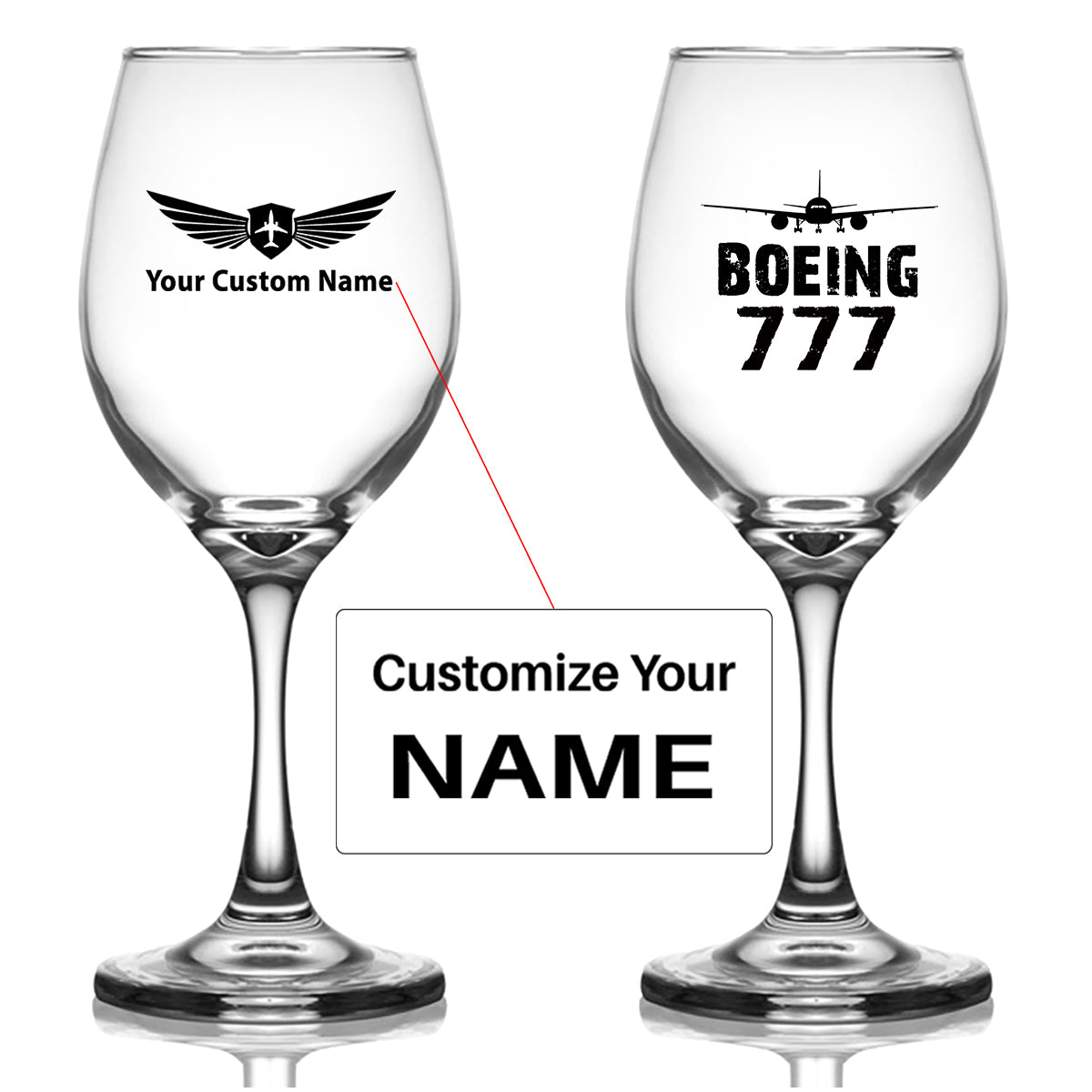 Boeing 777 & Plane Designed Wine Glasses