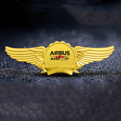 Amazing Airbus A350 XWB aviation badge in polished metal.