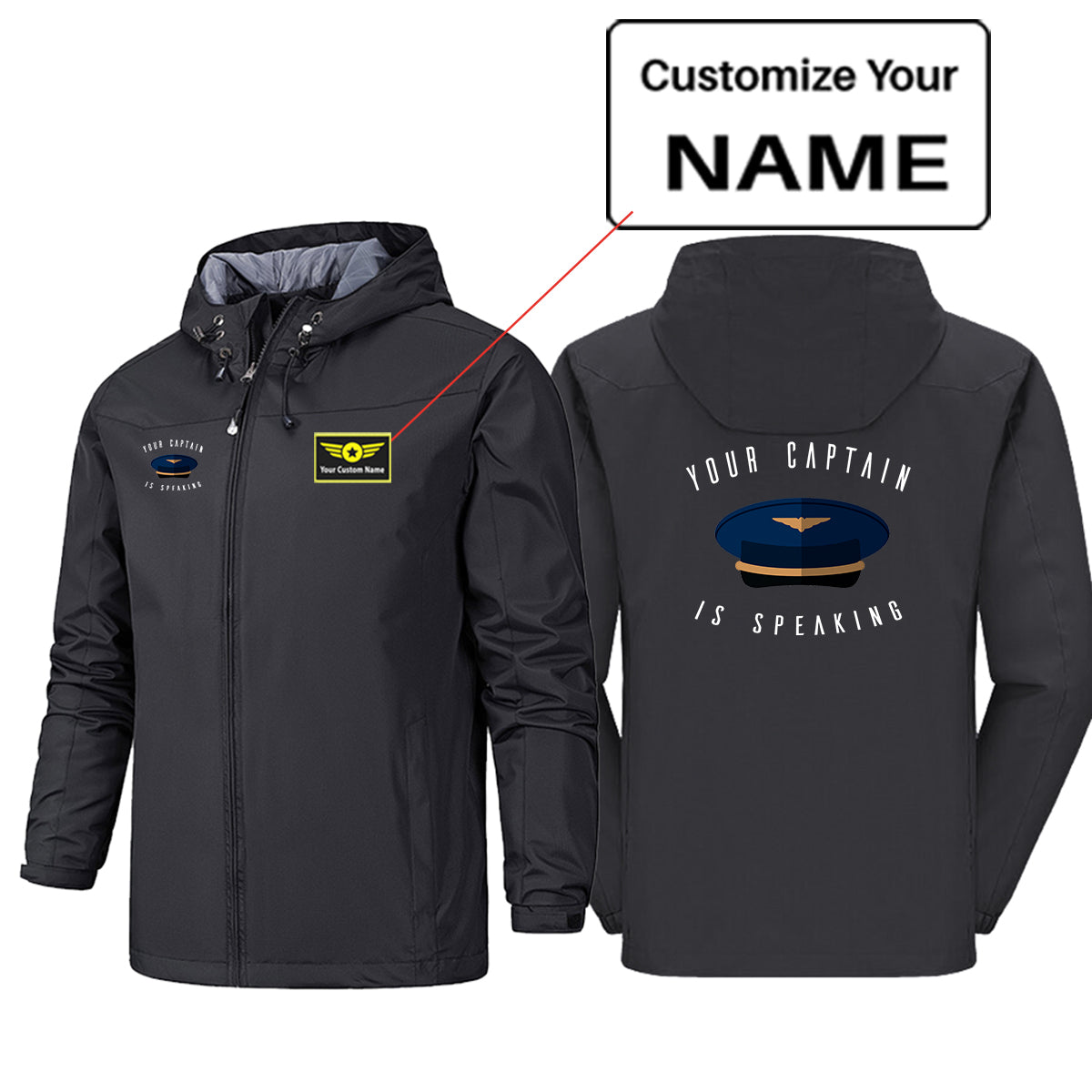 Your Captain Is Speaking Designed Rain Jackets & Windbreakers