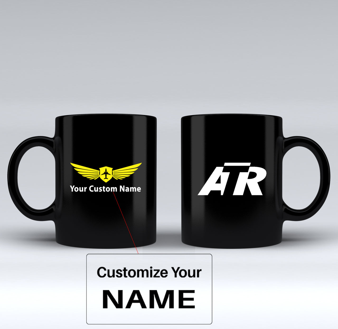 ATR & Text Designed Black Mugs