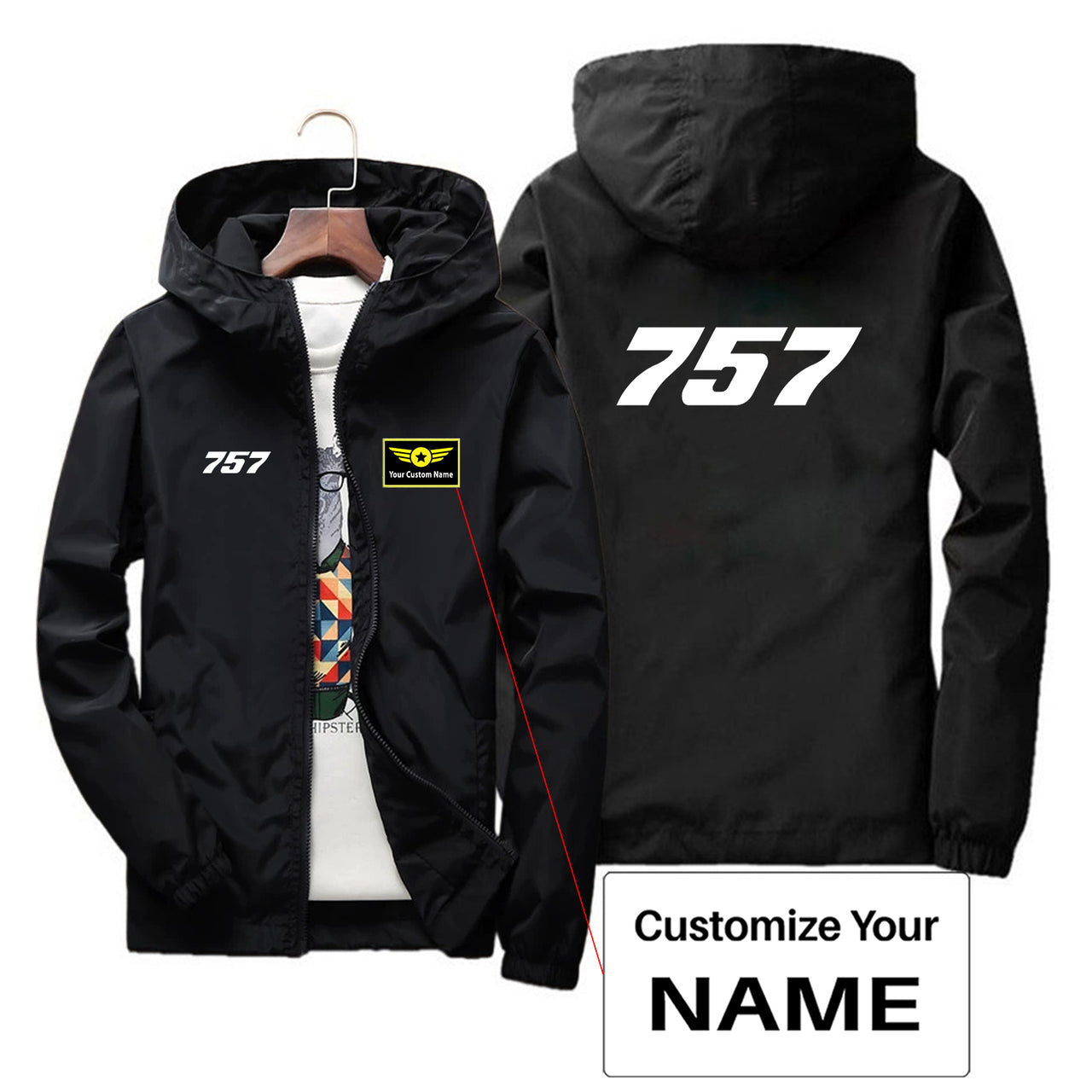 757 Flat Text Designed Thin Windbreaker Jackets